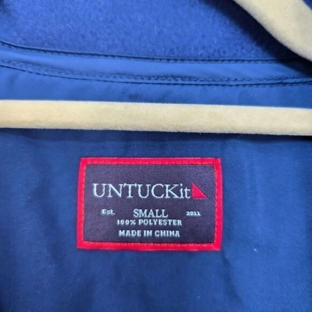 UNTUCKit Mens Navy Blue Hybrid Quarter Zip Pullover Performance Mock Neck‎ Small